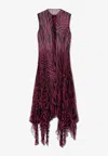Versace Zebra Print Midi Shirt Dress In Sheer Chiffon In Multicolor