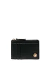 VERSACE BLACK SMALL WALLET WITH MEDUSA BIGGIE LOGO IN LEATHER WOMAN