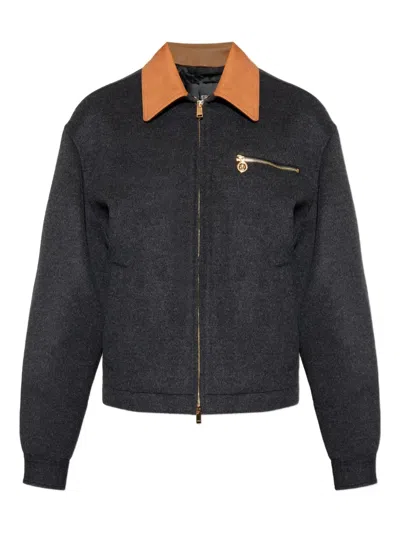 Versace Zip-fastening Jacket In Black