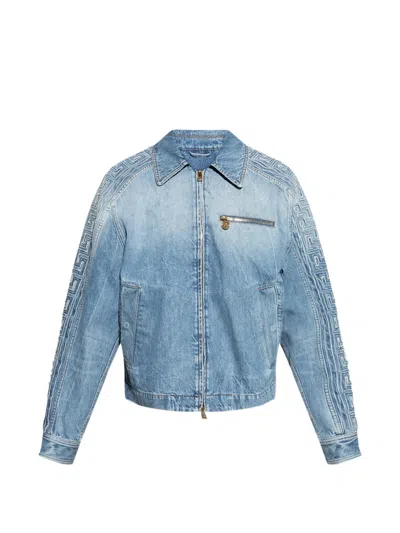 Versace Zip-pocket Jacket In Orange