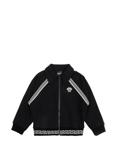 Versace Kids' Zip-up Collared Jacket In Black