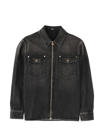 Versace Tailored Jacket With Buttoned Cuffs And Pockets In Black