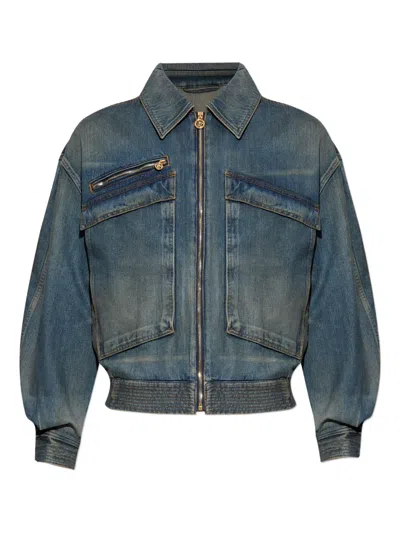 Versace Made In Japan Denim Blouson Jacket In Blue