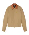Versace Beige Jacket With Leather Collar And Metallic Medusa Head Detail In Cotton Canvas Man In Brown