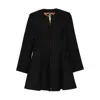 Versace Wool Zip-up Flared Coat In Black