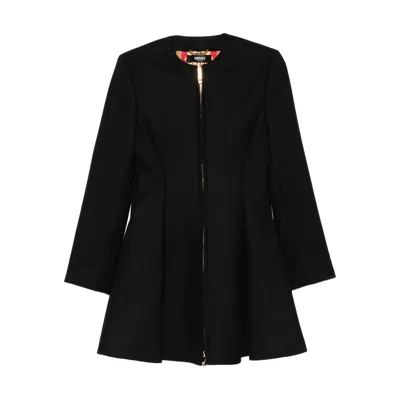 VERSACE ZIP-FRONT FLARED COAT