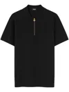 Versace Medusa Biggie Zip Polo T-shirt In Black