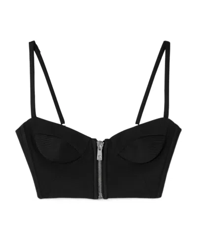 Versace Zipped Crop Tank Top In Black