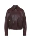 Versace Buffalo Leather Jacket Collared Design In Brown