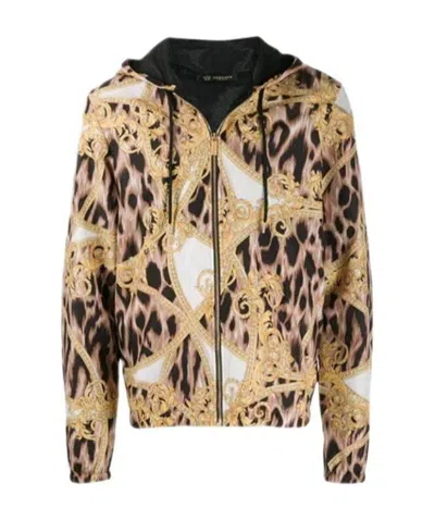 Versace Zipper Casual Jacket In Nude