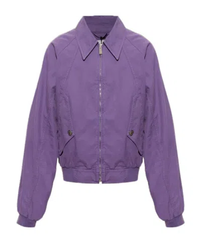 Versace Medusa Embroidered Zip-up Jacket In Transparent