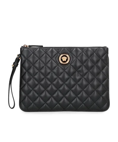 Versace Zipper Clutch In Black