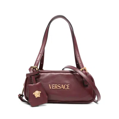 Versace Zipper Shoulder Bag In Red