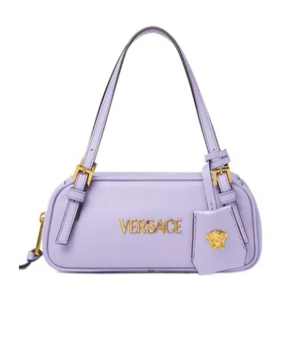 Versace Zipper Tote Bag In Purple