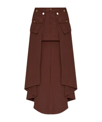 Versace Zippered Skirt In Red