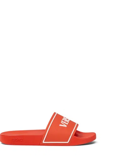Versace Slide Sandals With Embossed Logo