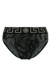 Versace Baroque-print Cotton Briefs In Black