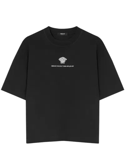 VERSACE VERSACET-SHIRT WITH MEDUSA MILANO EMBROIDERY