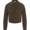 Versatile Copper Tencel Button Front Cropped Blouse In Brown
