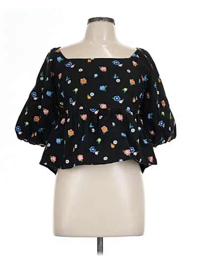 Pre-owned Versona 3/4 Sleeve Blouse In Black