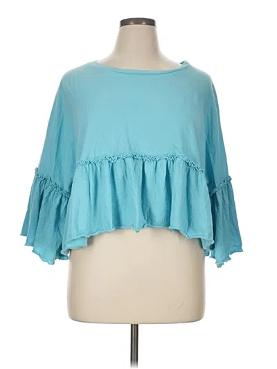 Pre-owned Versona 3/4 Sleeve Blouse In Blue