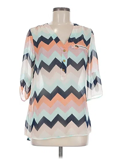 Pre-owned Versona 3/4 Sleeve Blouse In Teal
