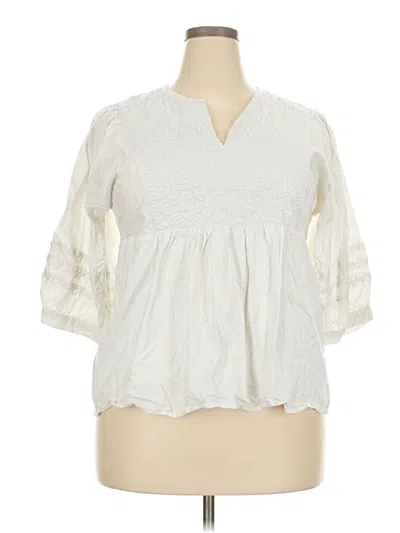 Pre-owned Versona 3/4 Sleeve Blouse In White