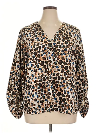 Pre-owned Versona Long Sleeve Blouse In Brown