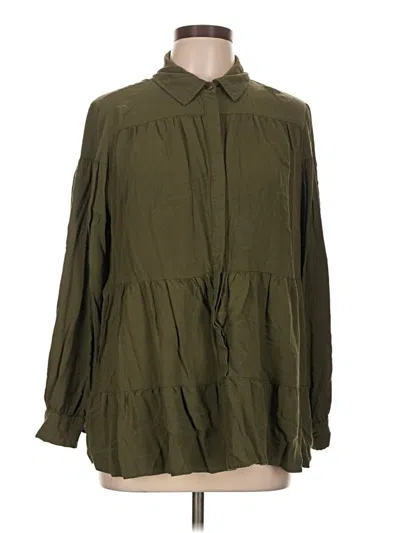 Pre-owned Versona Long Sleeve Blouse In Green