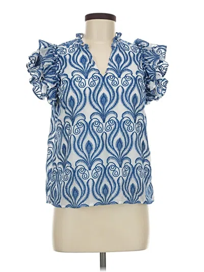 Pre-owned Versona Short Sleeve Blouse In Blue
