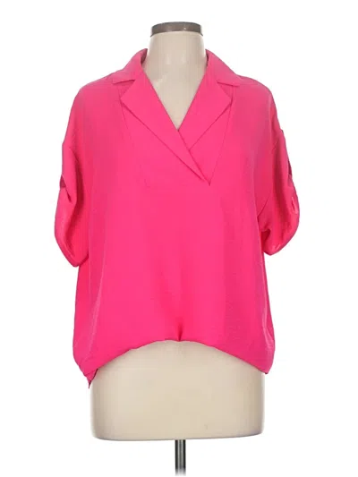 Pre-owned Versona Short Sleeve Blouse In Pink