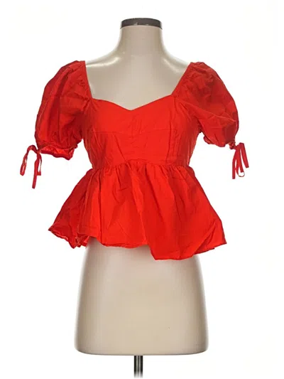Pre-owned Versona Short Sleeve Blouse In Red
