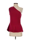 Versona Sleeveless Top Red One Shoulder Neckline Tops In Animal Print
