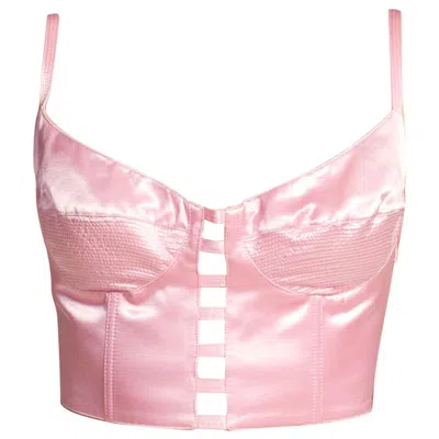 Pre-owned Versus 1990s  Morphew Vintage Light Pink Rayon & Silk Satin Bustier Top