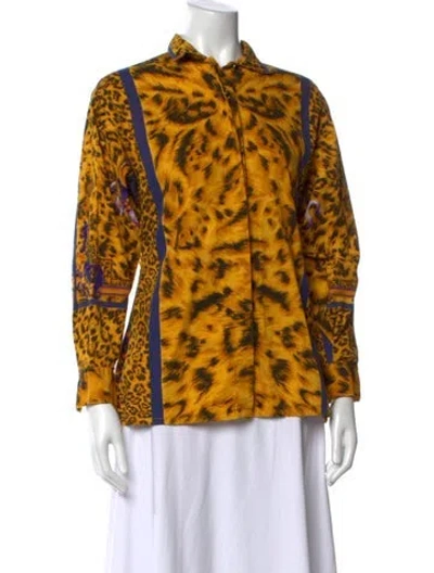 Pre-owned Versus Animal Print Long Sleeve Top In Yellow