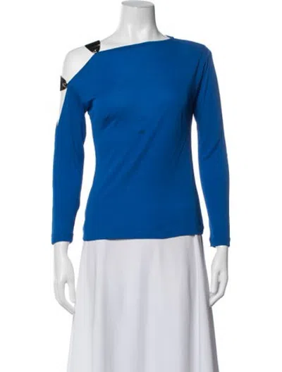 Pre-owned Versus Asymmetrical Long Sleeve Top In Blue