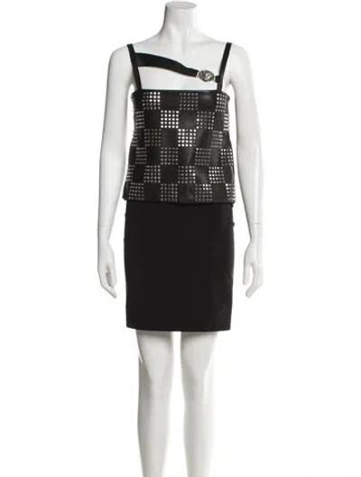 Pre-owned Versus Asymmetrical Mini Dress In Black
