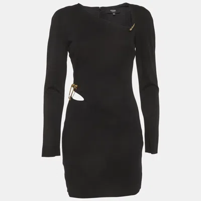 Pre-owned Versus Black Jersey Knit Cut Out Mini Dress M