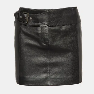 Pre-owned Versus Black Leather Mini Skirt Xs