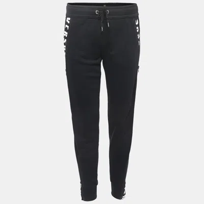 Versus Black Logo Print Cotton Side Zip Detailed Joggers S