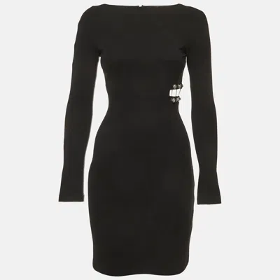 Pre-owned Versus Black Stretch Knit Cut Out Mini Dress S