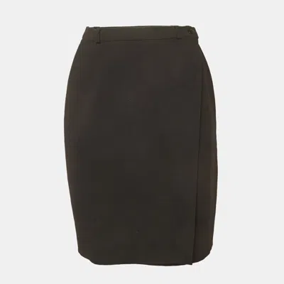 Pre-owned Versus Black Wool Blend Wrap Pencil Skirt S