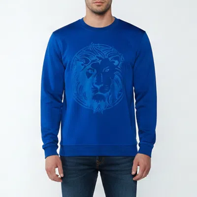 Pre-owned Versus Blue Lion Head Embossed Crewneck Sweatshirt M