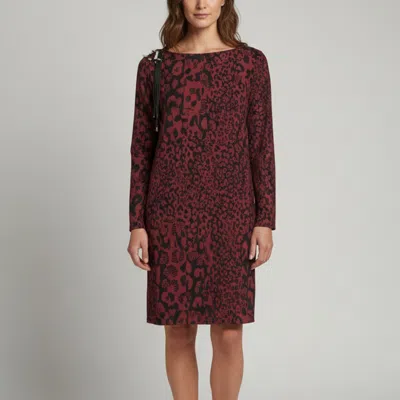 Pre-owned Versus Burgundy Leopard Print Crepe Shift Dress S