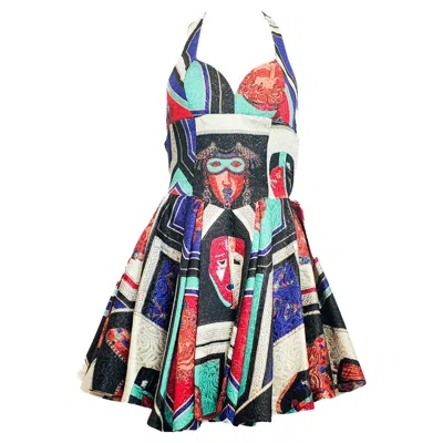 Pre-owned Versus By Gianni Versace 1992 Masque Matelassé Dress In Gray