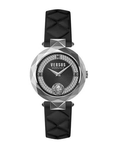 Versus Women's Covent Garden 36mm Stainless Steel, Crystal & Leather Strap Watch In Black