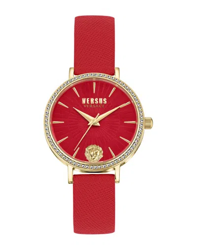 Versus Mar Vista Crystal Leather Watch In Multi