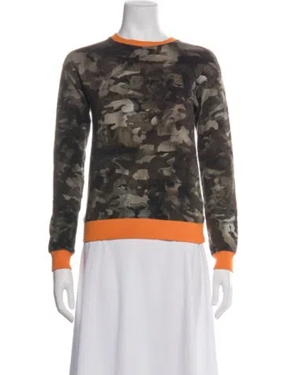 Pre-owned Versus Camouflage Print Crew Neck Top In Green
