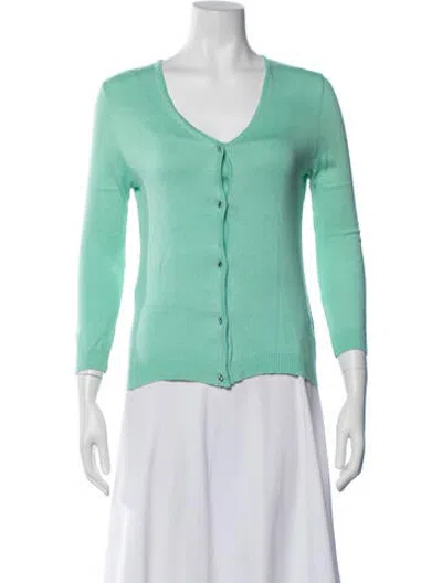 Pre-owned Versus Cardigan W/ Top Square Neckline Sweater In Green