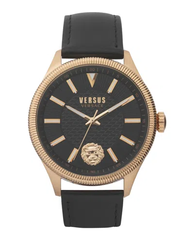Versus Colonne Leather Watch In Gold